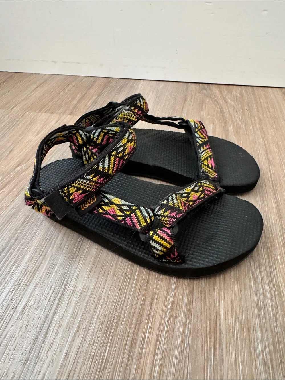Teva Original Universal Kids Sandals Size 13 Colorful Geometric Strappy Shoes